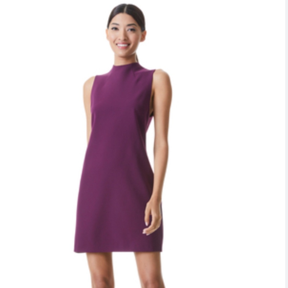 Alice and Olivia, Coley Mock neck mini dress, size 8, purple